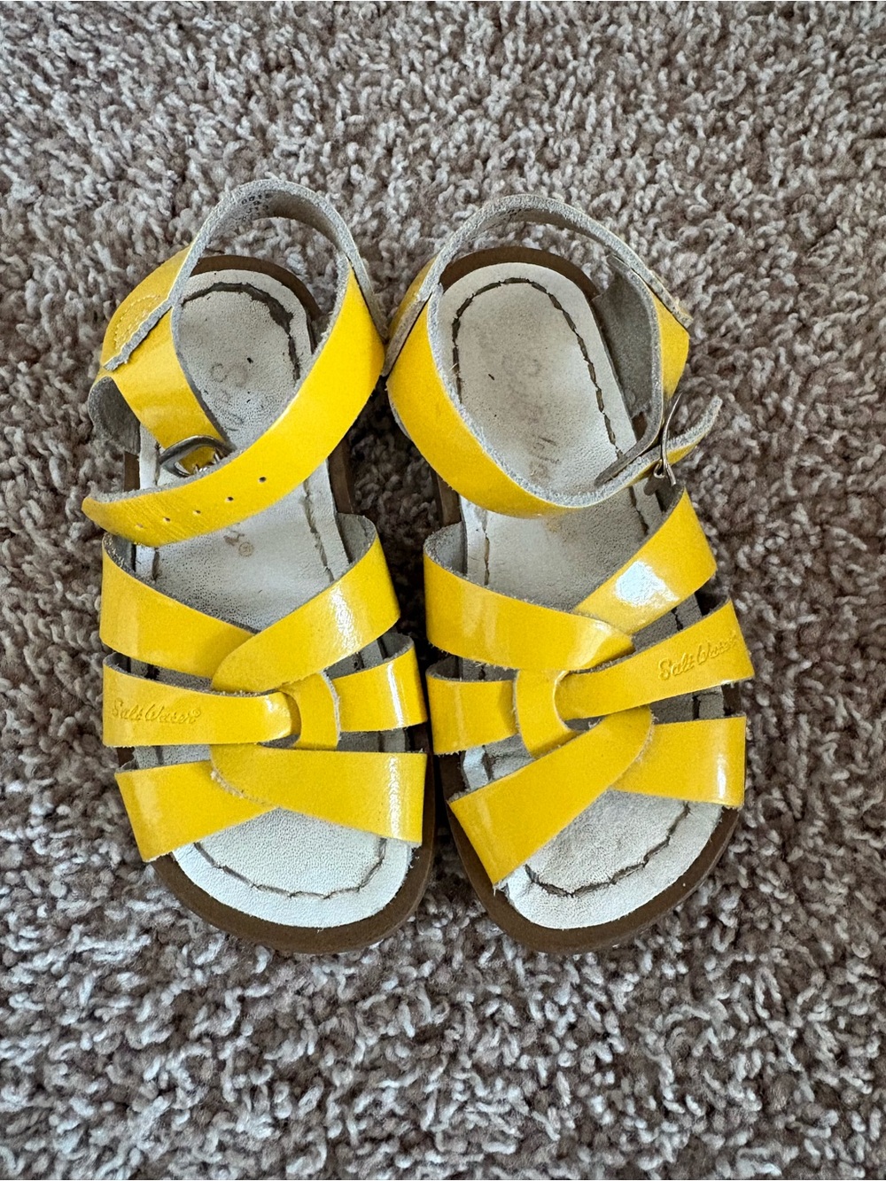 Saltwater Classic Yellow Patent Toddler Strappy Sandals